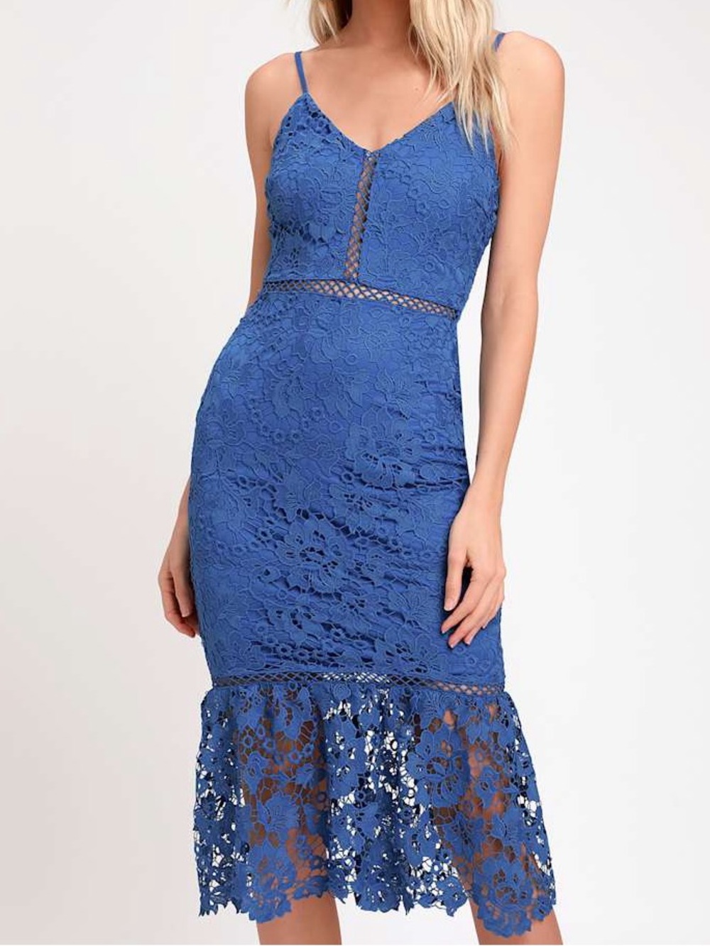 Lulu's Taliah Blue Lace Midi Dress